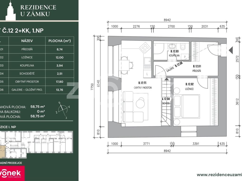 Prodej bytu 2+kk 59 m2