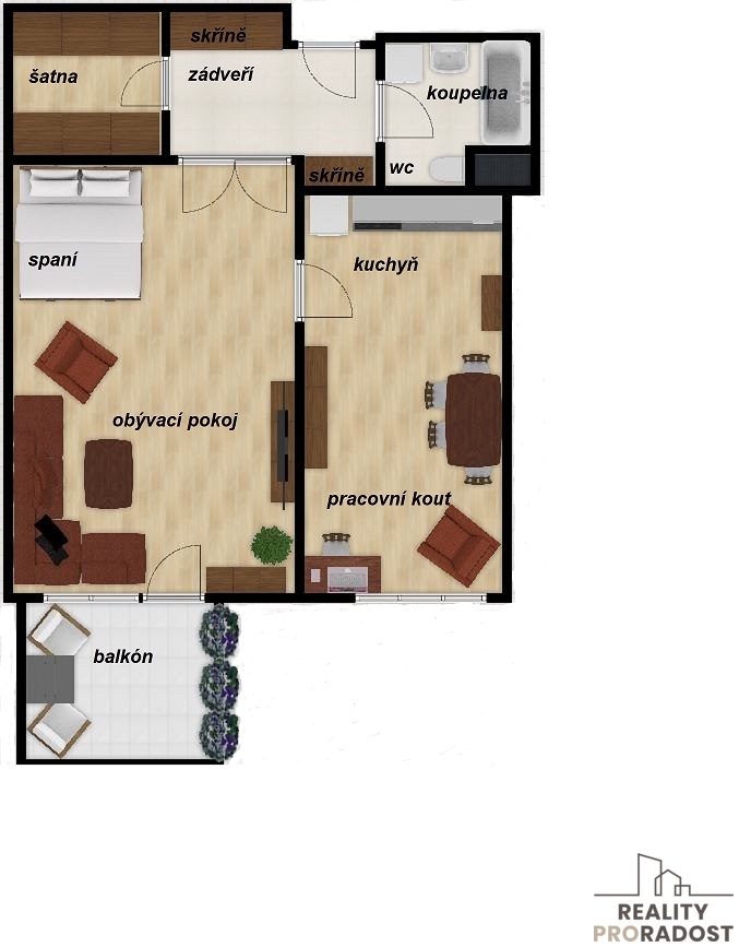 Pronájem bytu 2+kk 54 m2