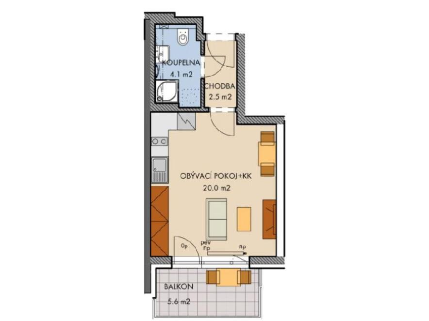 Pronájem bytu 1+kk 27 m2
