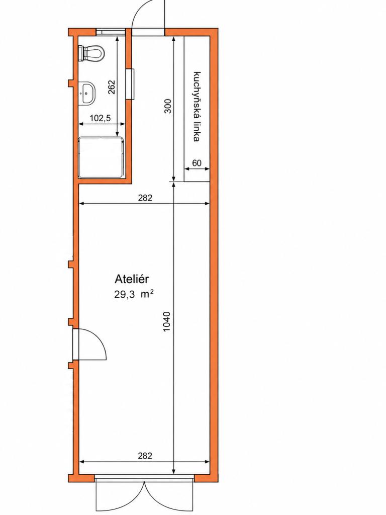 Pronájem bytu 1+kk 30 m2, Pardubice – náhled fotky 8