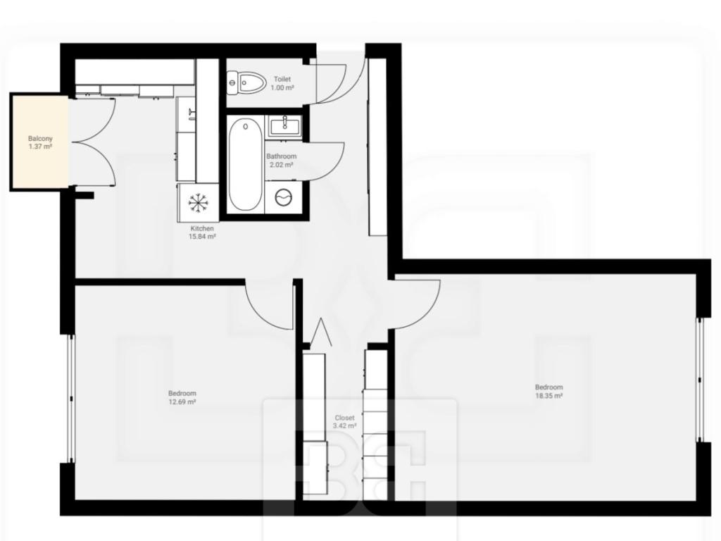 Pronájem bytu 2+1 57 m2