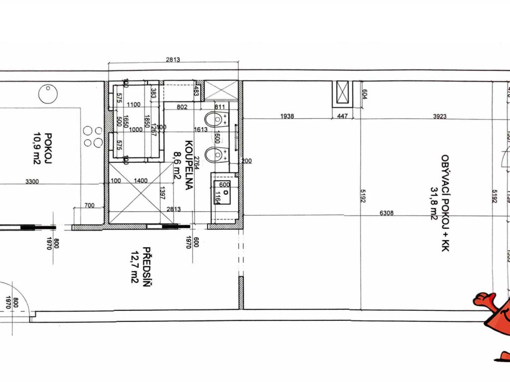 Pronájem bytu 2+kk 63 m2