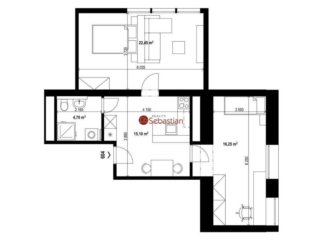 Pronájem bytu 2+1 59 m2