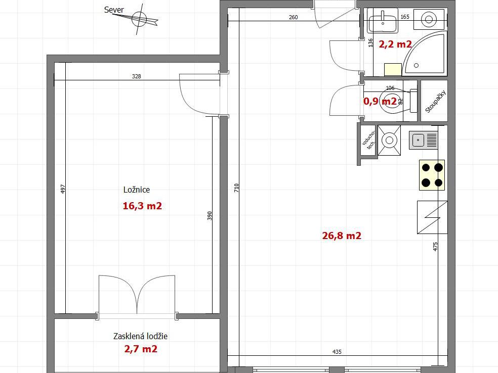 Pronajem bytu 2+kk 46 m2