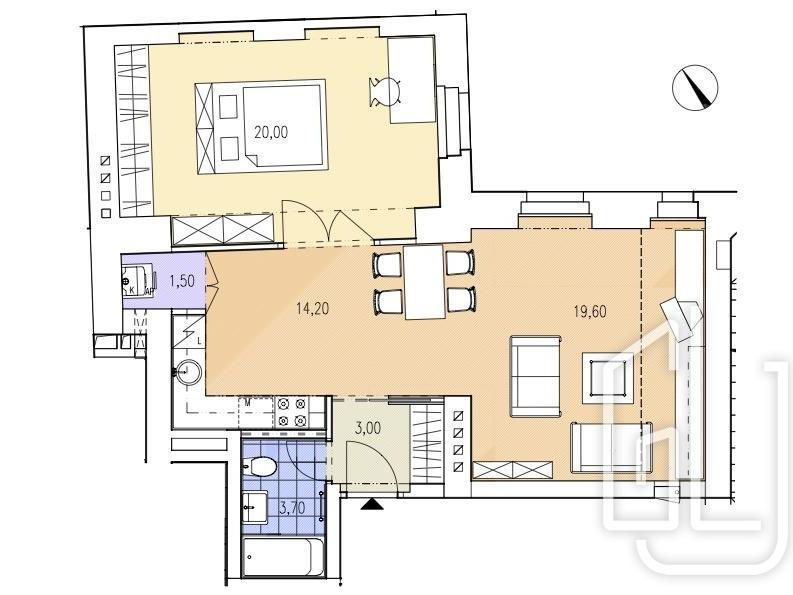 Pronájem bytu 2+kk 62 m2, Praha – náhled fotky 11