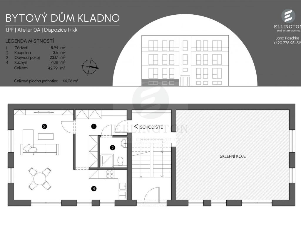 Prodej bytu 1+kk 43 m2, Kladno – náhled fotky 7