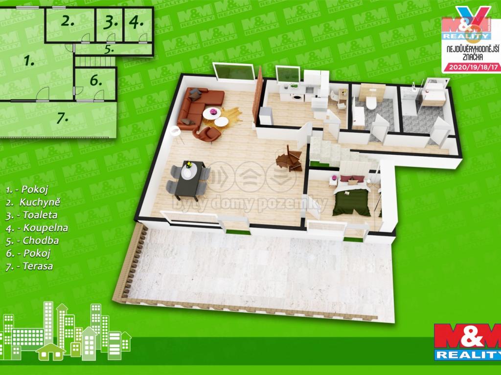 Pronajem bytu 2+kk 80 m2