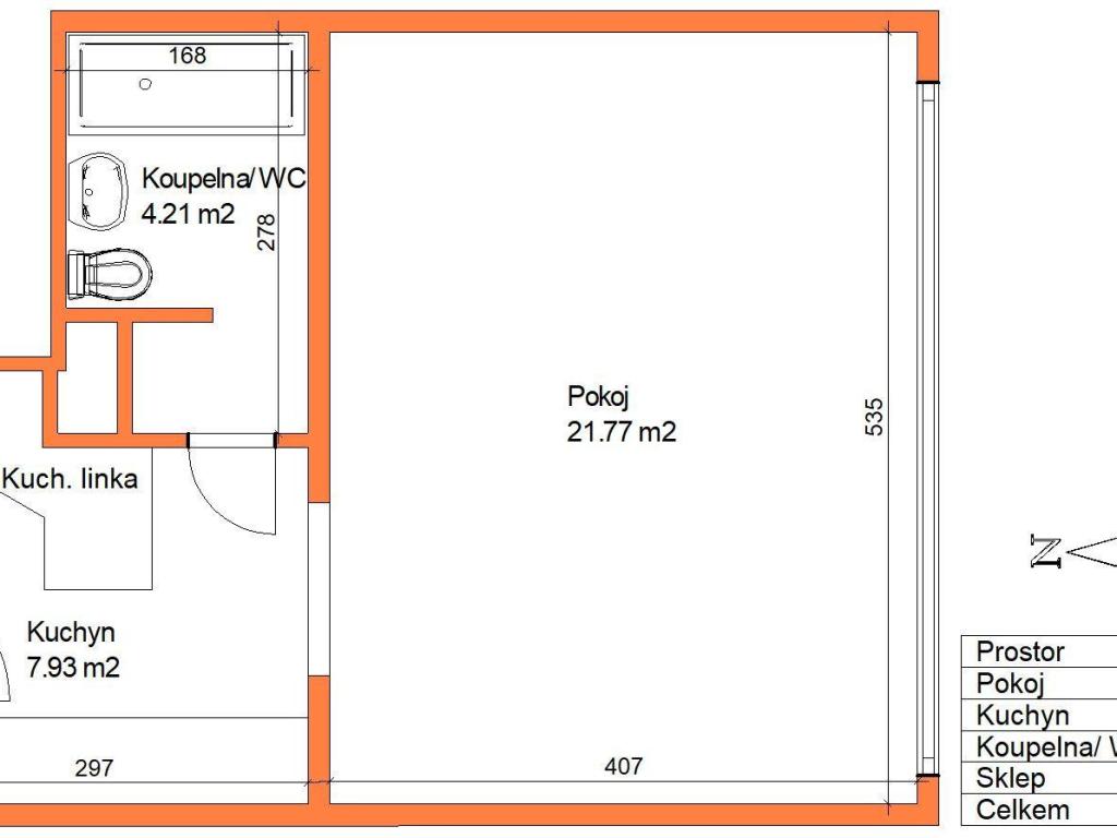 Pronájem bytu 1+kk 37 m2