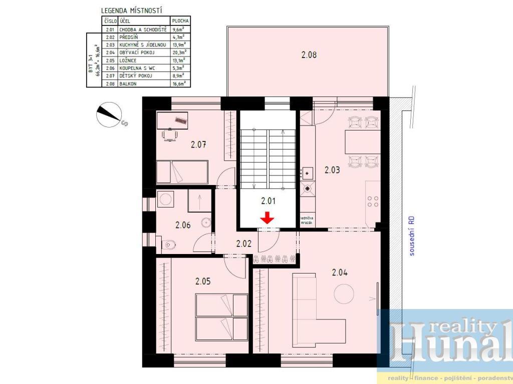 Pronájem bytu 3+kk 66 m2