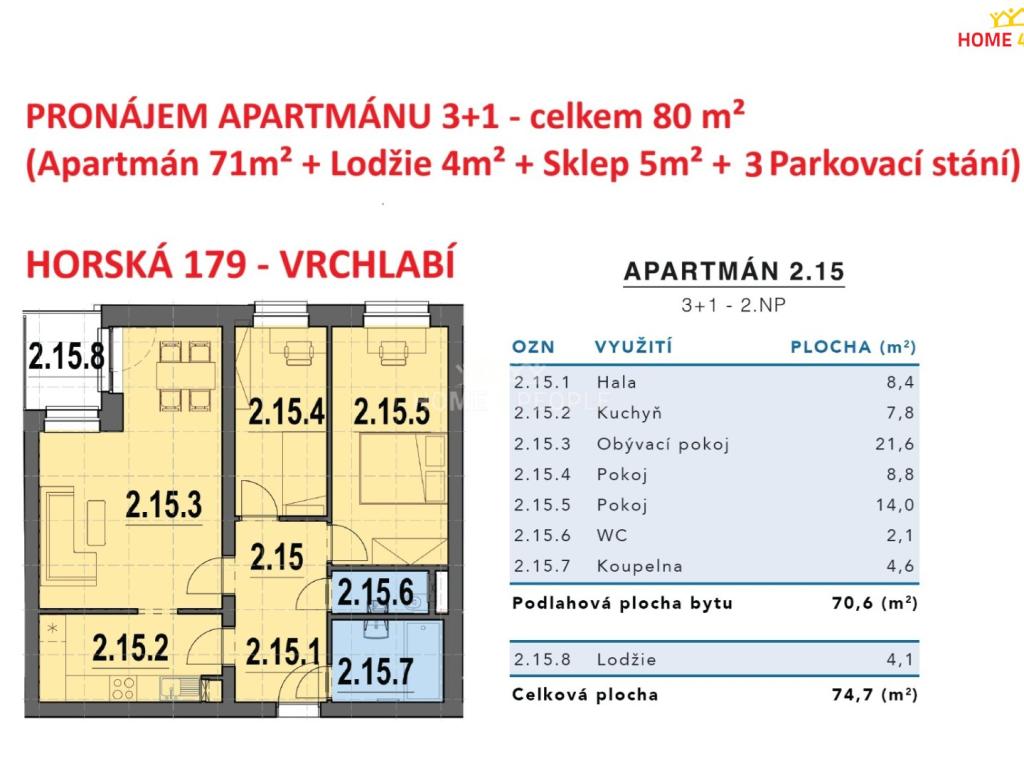 Pronájem bytu 3+1 80 m2