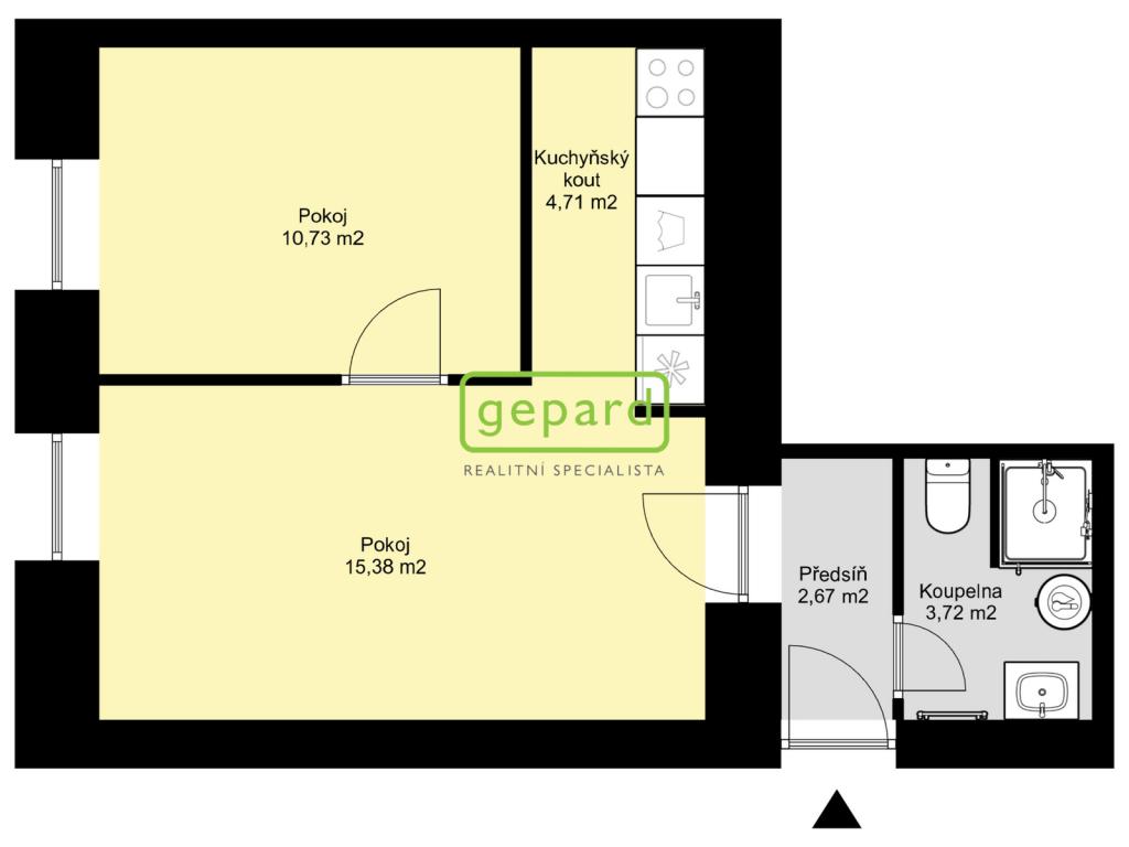 Pronájem bytu 2+kk 37 m2