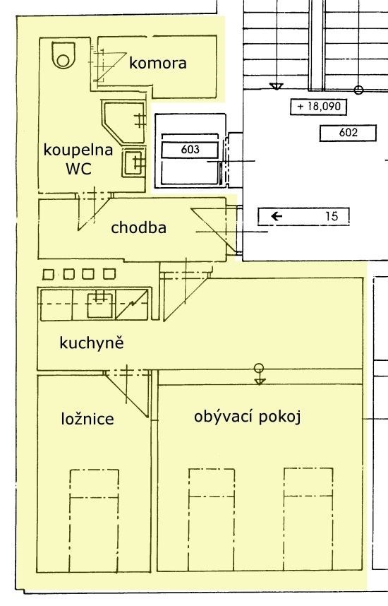 Pronájem bytu 2+kk 44 m2