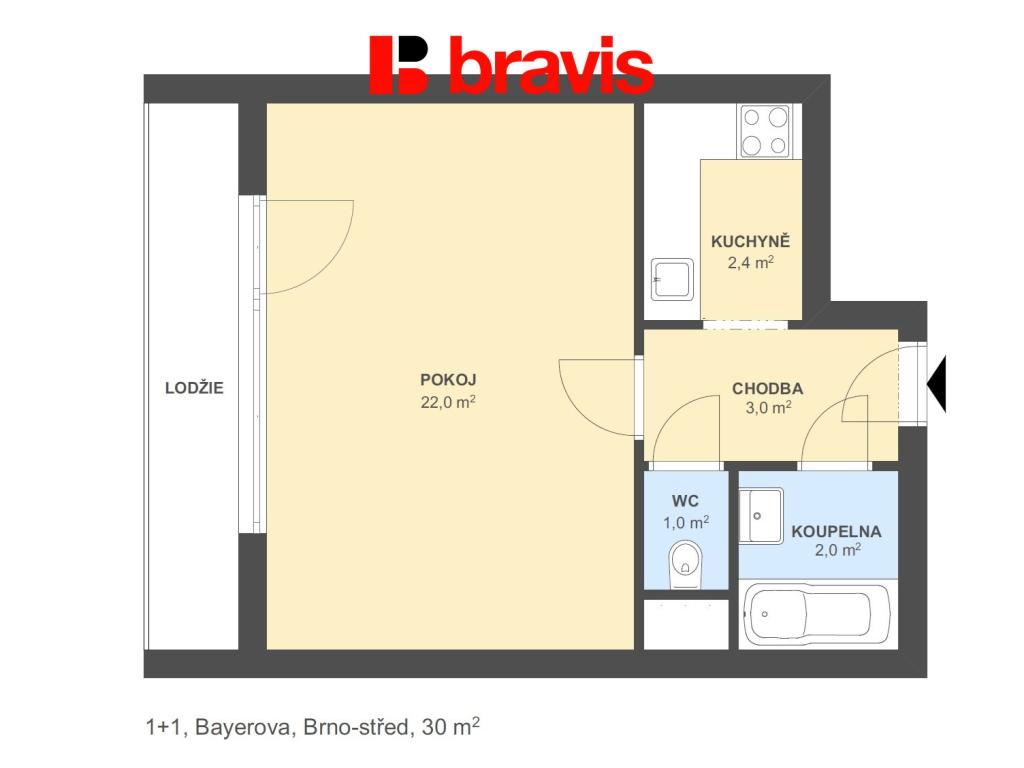 Pronájem bytu 1+1 30 m2