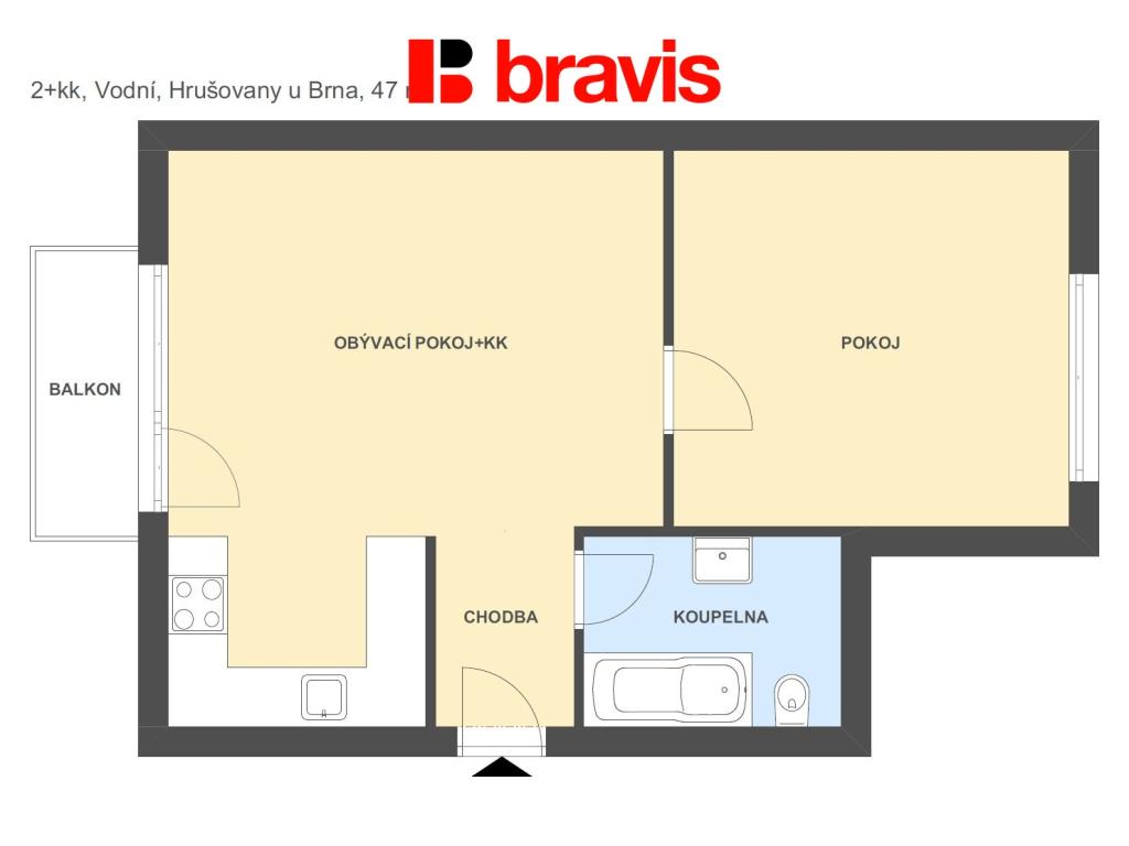 Pronájem bytu 2+kk 47 m2, Hrušovany u Brna – náhled fotky 12