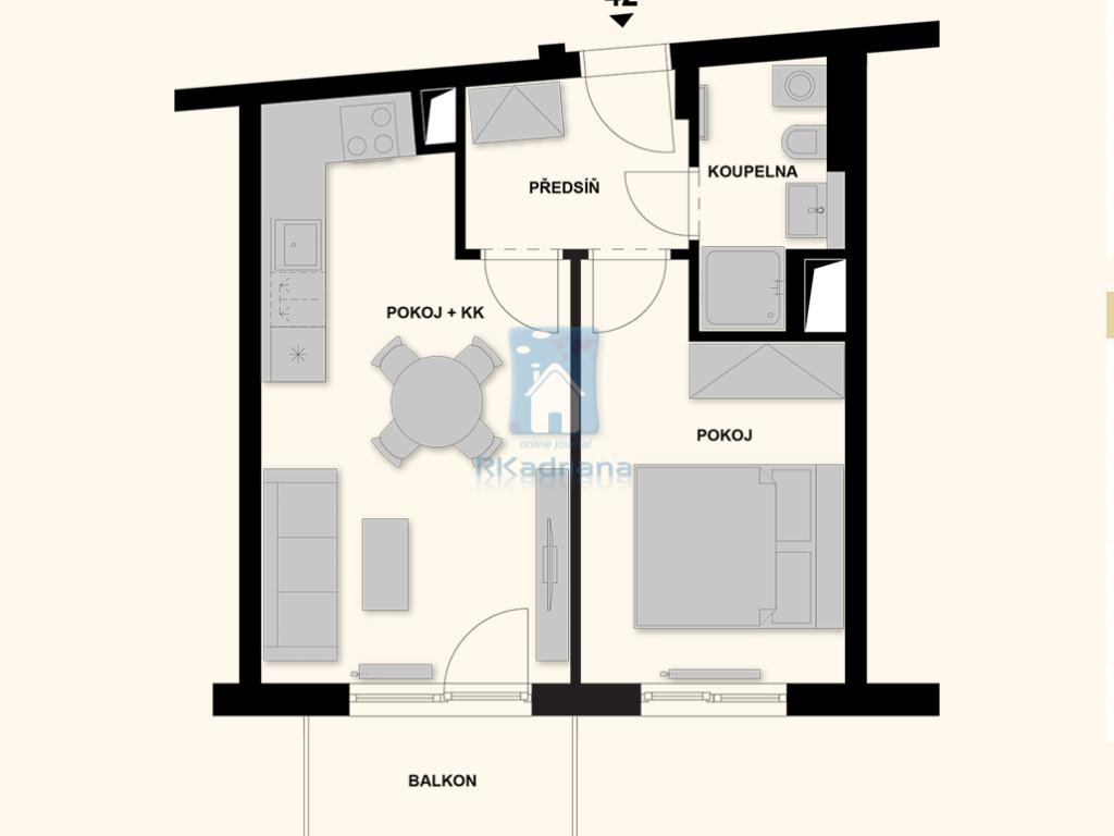 Pronájem bytu 2+kk 43 m2