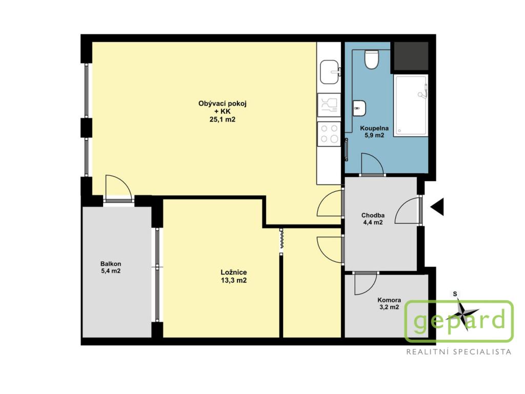 Pronájem bytu 2+kk 63 m2