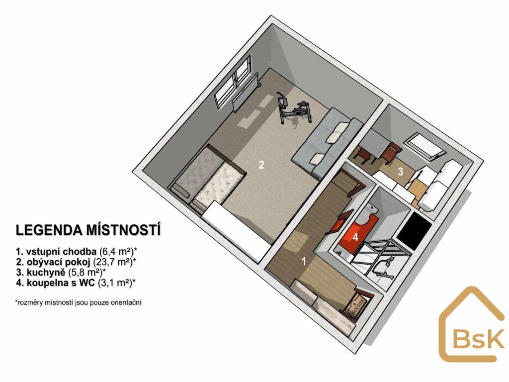 Pronájem bytu 1+1 40 m2