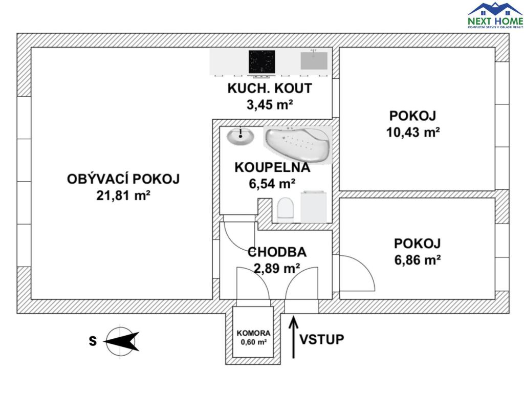 Pronájem bytu 3+kk 52 m2