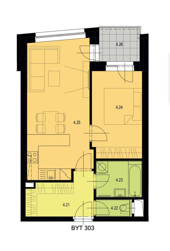 Pronájem bytu 2+kk 56 m2