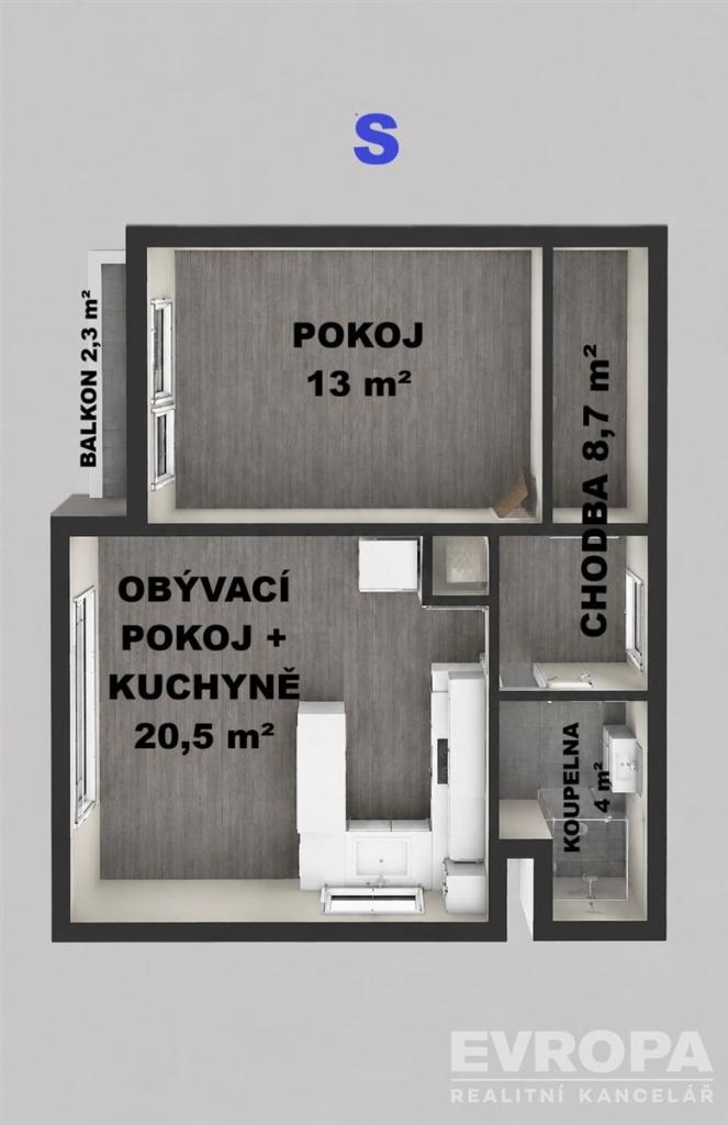 Pronájem bytu 2+kk 50 m2