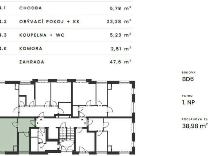 Pronájem bytu 1+kk 39 m2