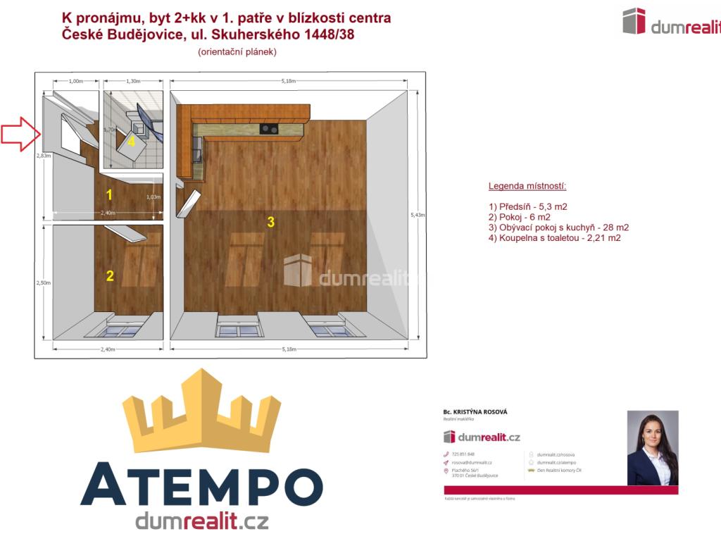 Pronájem bytu 2+kk 42 m2