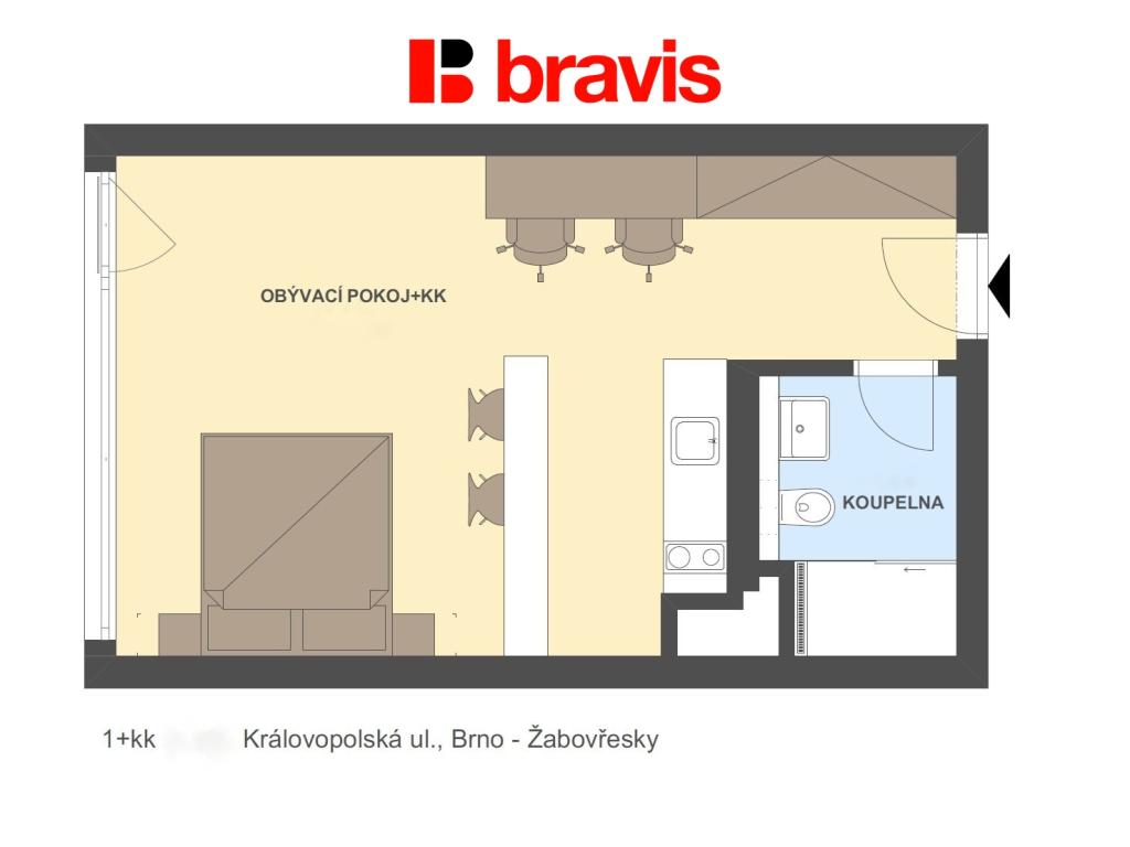 Pronájem bytu 1+kk 45 m2