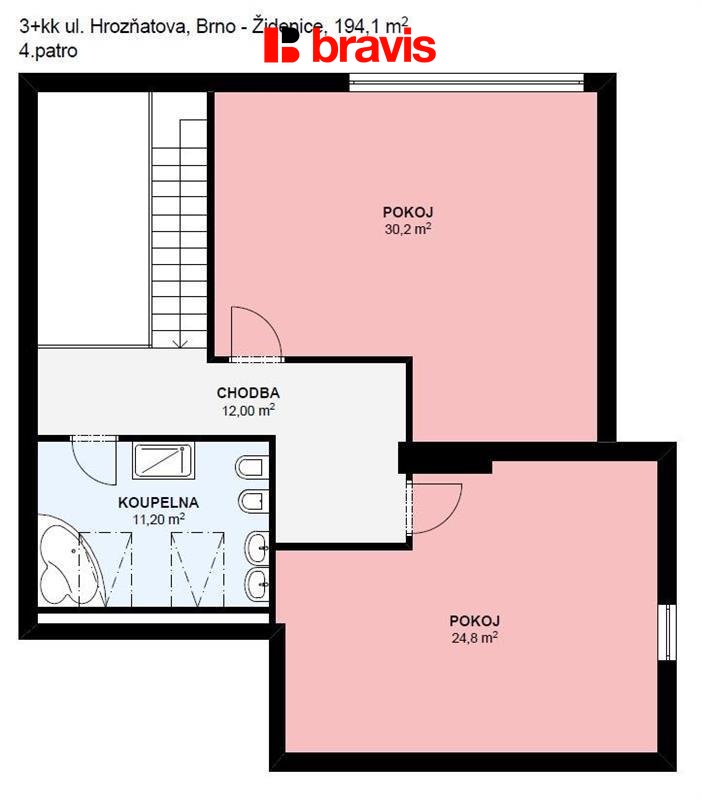 Pronájem bytu 3+kk 194 m2