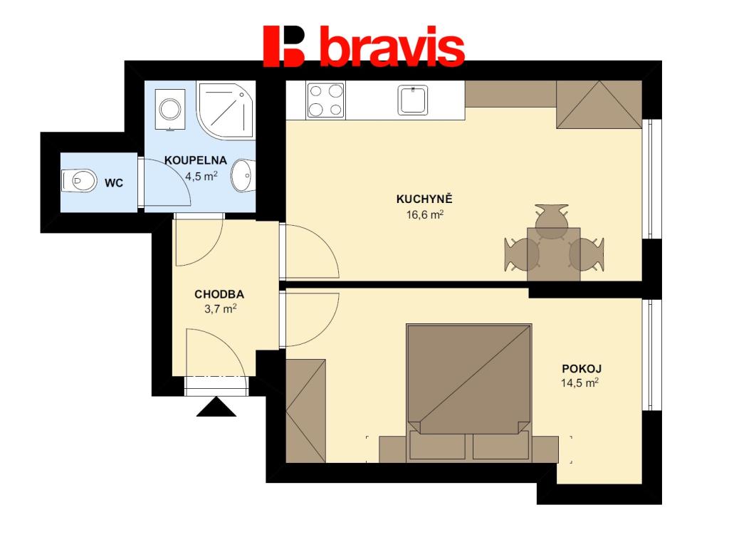Pronájem bytu 2+kk 41 m2