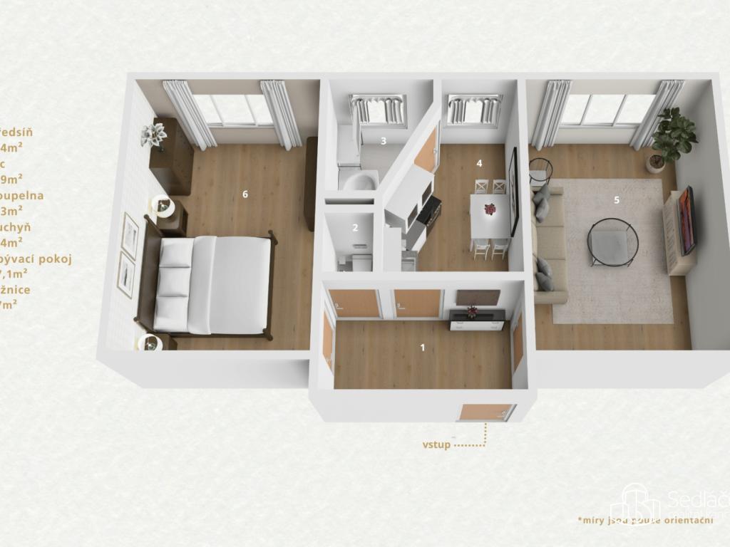 Prodej bytu 2+1 52 m2