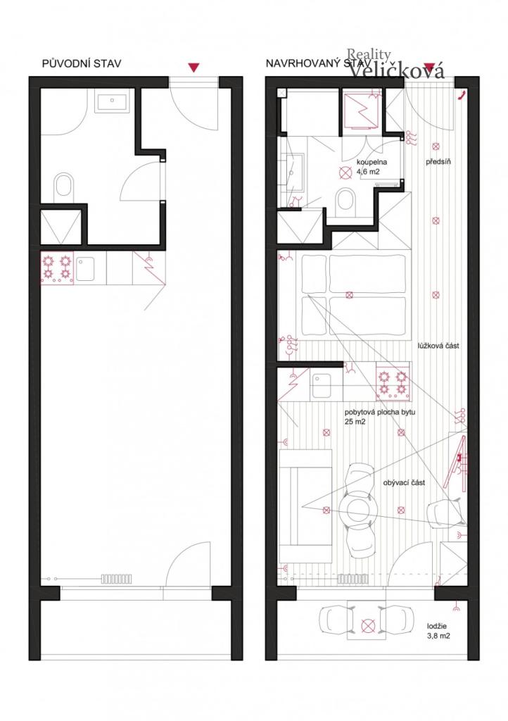 Pronájem bytu 1+kk 31 m2