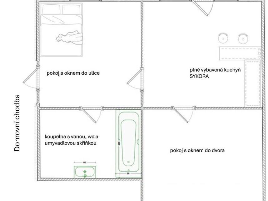 Pronájem bytu 3+kk 41 m2
