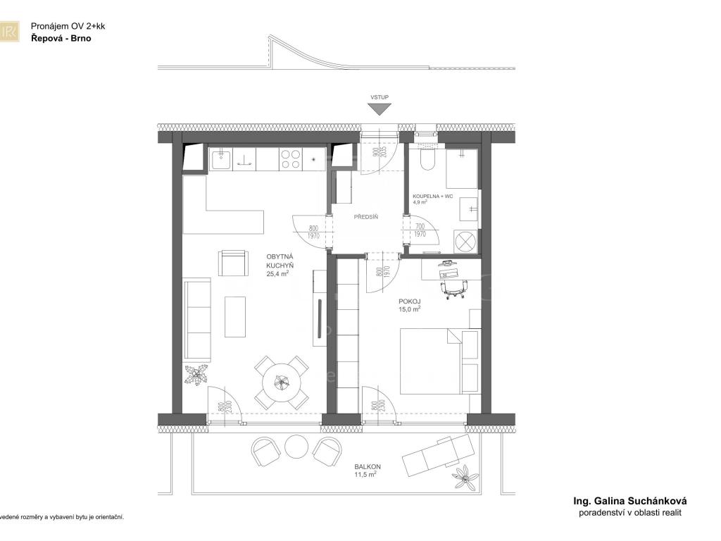 Pronájem bytu 2+kk 49 m2