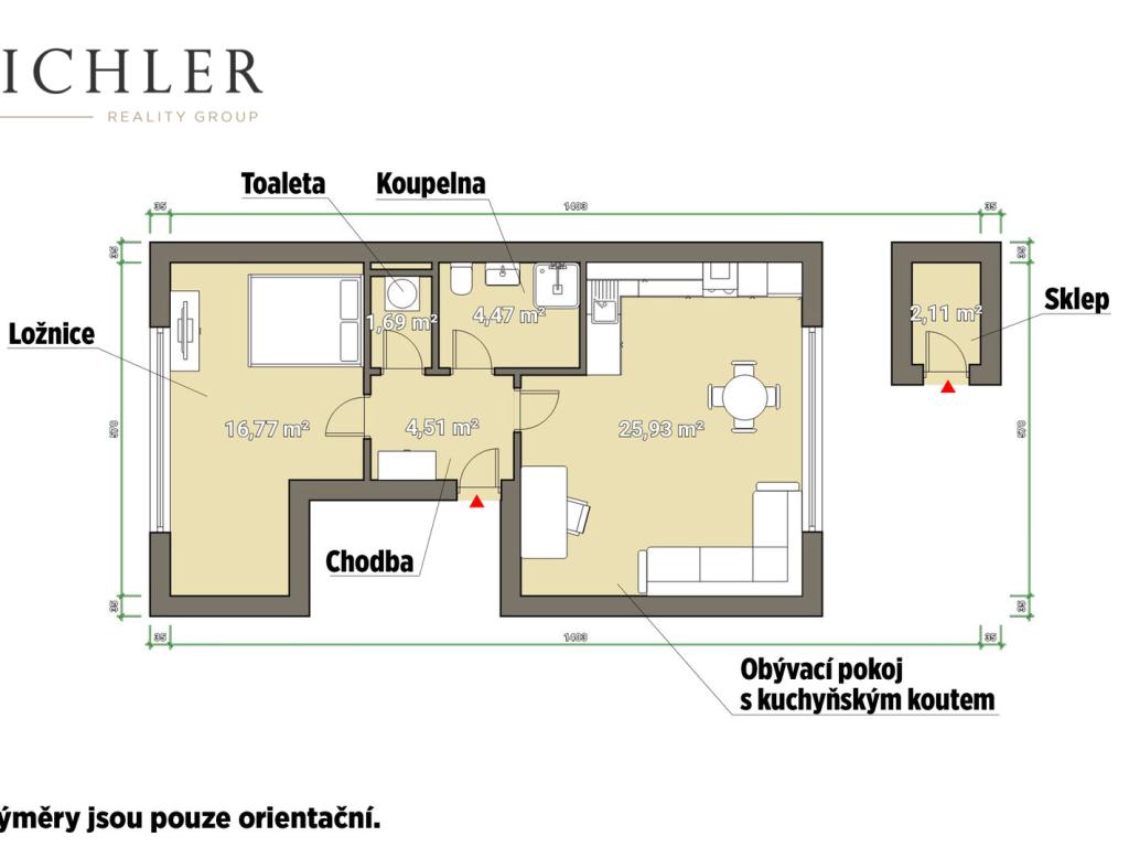 Pronájem bytu 2+kk 55 m2