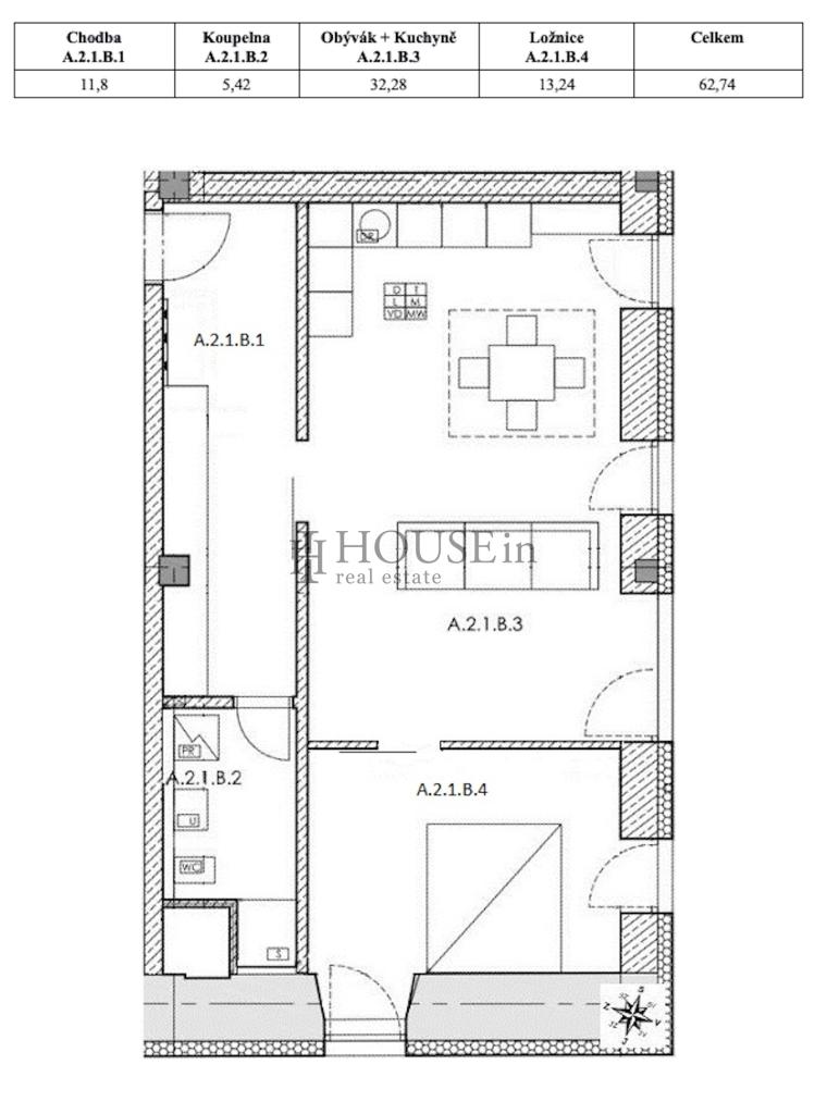 Pronájem bytu 2+kk 63 m2