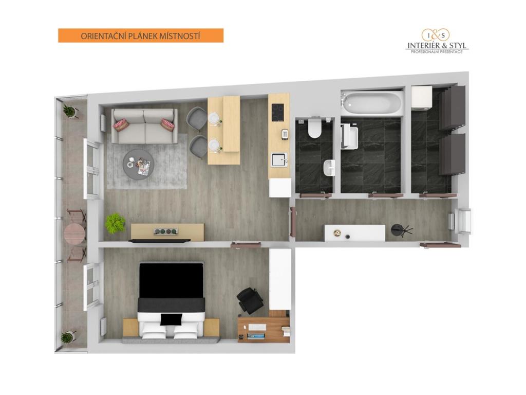 Pronájem bytu 2+kk 52 m2