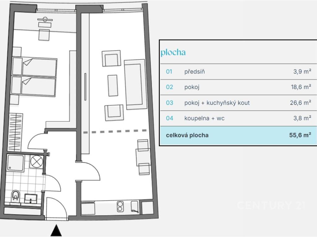 Pronájem bytu 2+kk 56 m2, Praha – náhled fotky 8