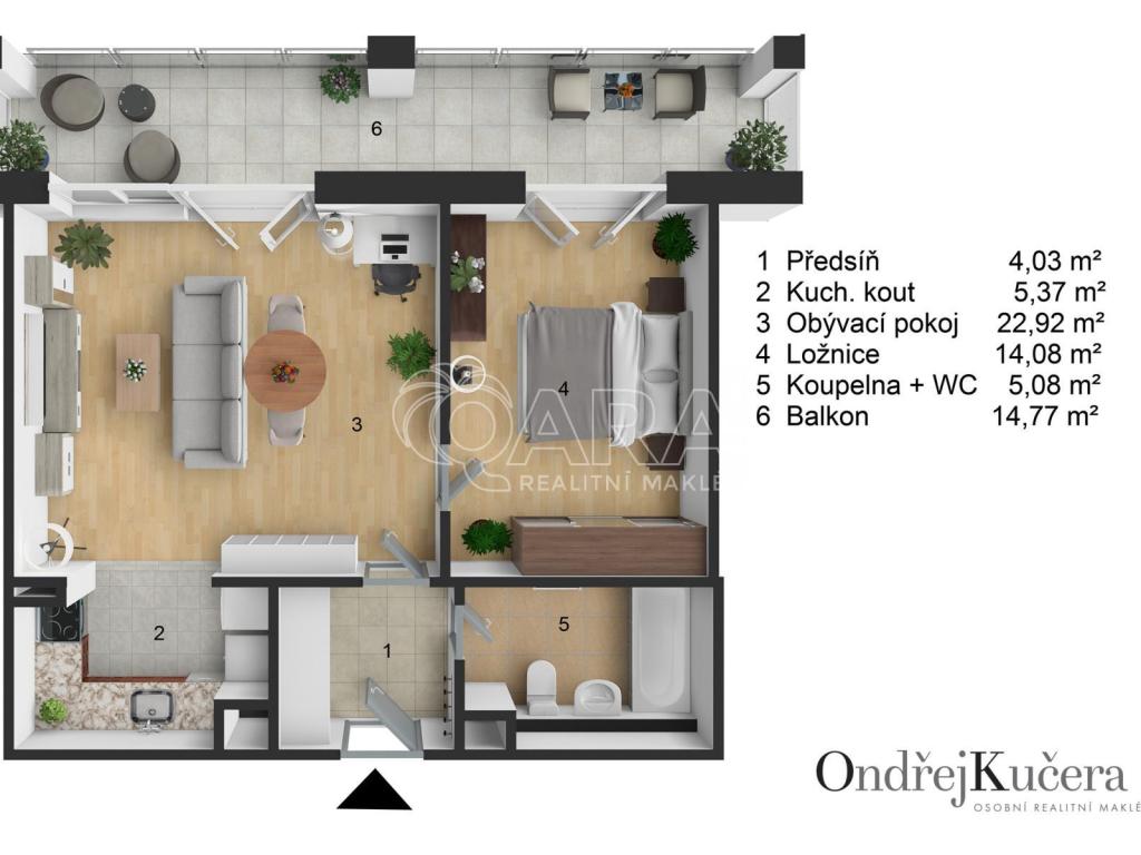 Pronájem bytu 2+kk 66 m2