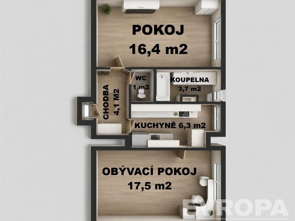 Pronájem bytu 2+1 52 m2