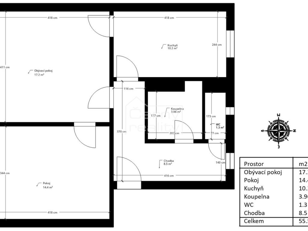 Pronájem bytu 2+1 55 m2