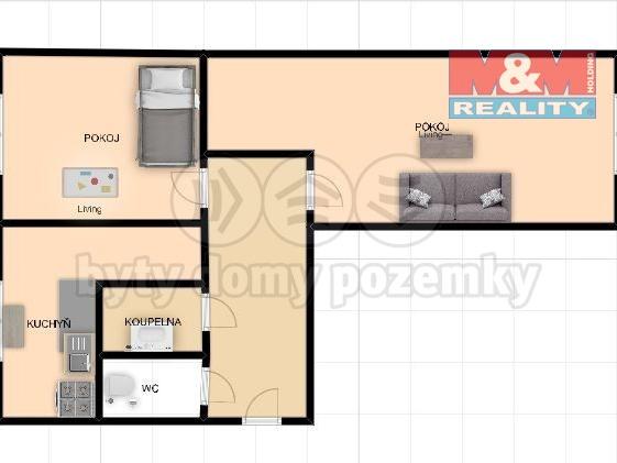 Pronajem bytu 2+1 58 m2
