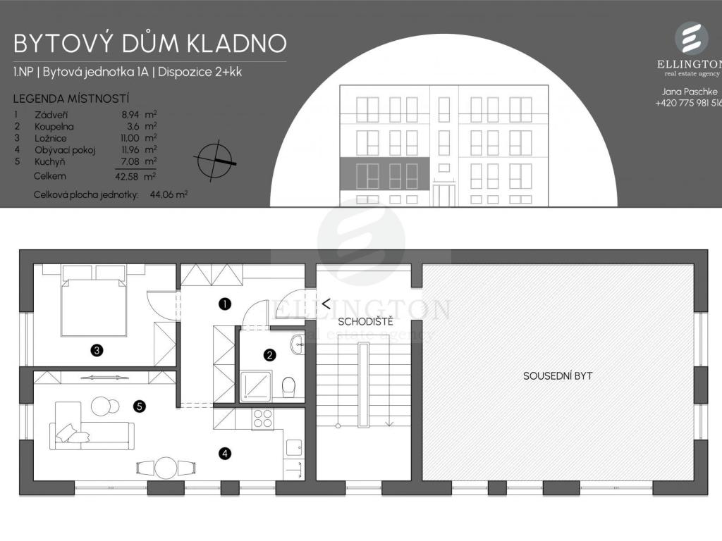 Prodej bytu 1+kk 43 m2, Kladno – náhled fotky 10