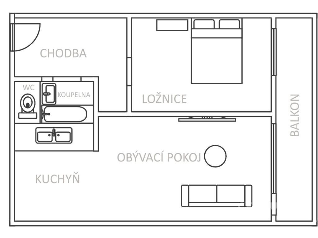Pronájem bytu 2+kk 49 m2