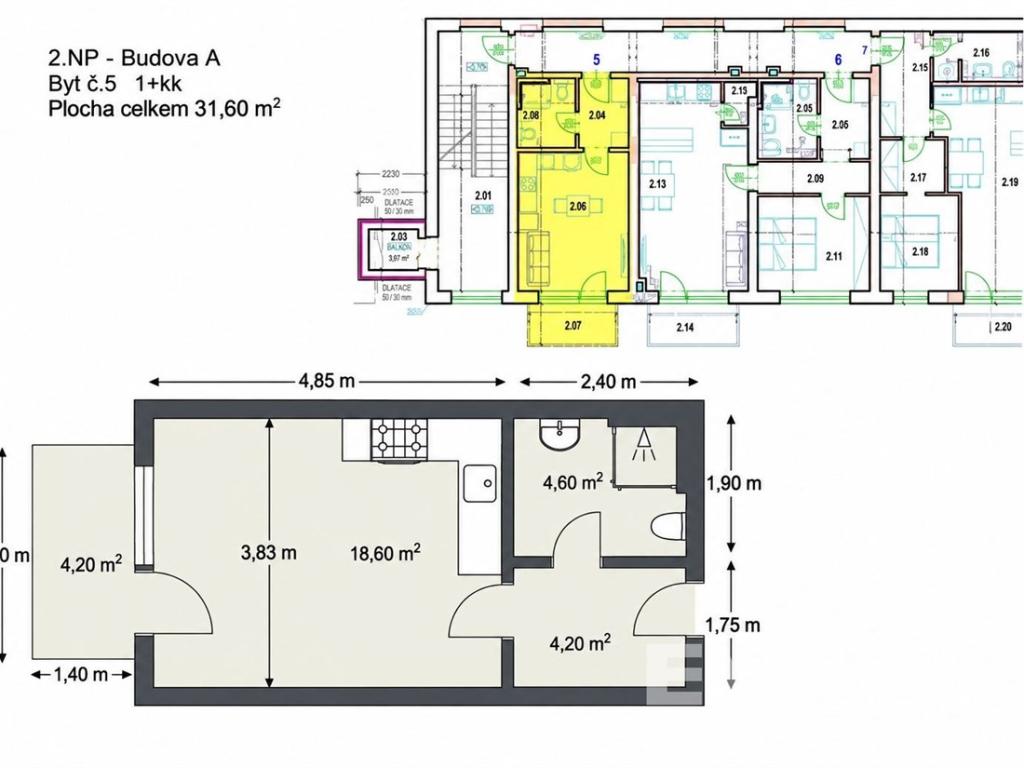 Pronájem bytu 1+kk 32 m2, Břeclav – náhled fotky 12