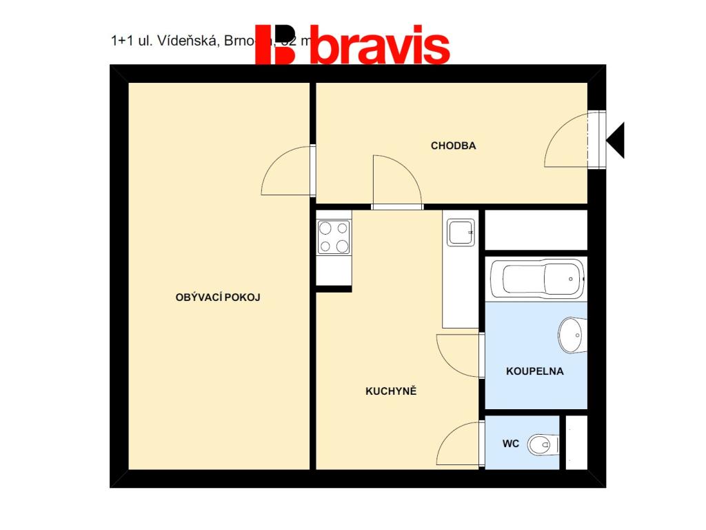 Pronájem bytu 1+1 32 m2