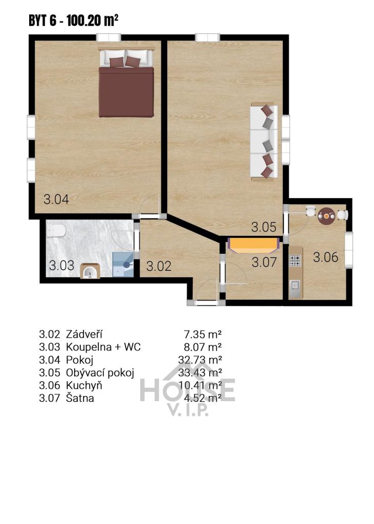 Prodej bytu 2+1 100 m2