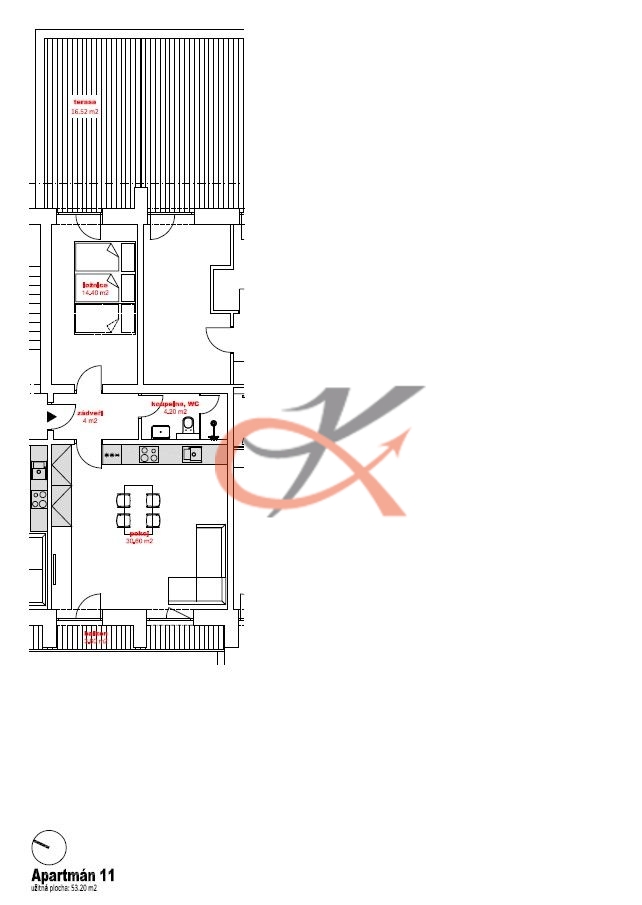 Pronájem bytu 2+kk 53 m2
