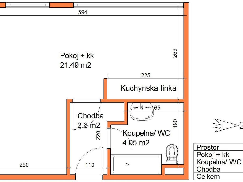 Pronájem bytu 1+kk 28 m2