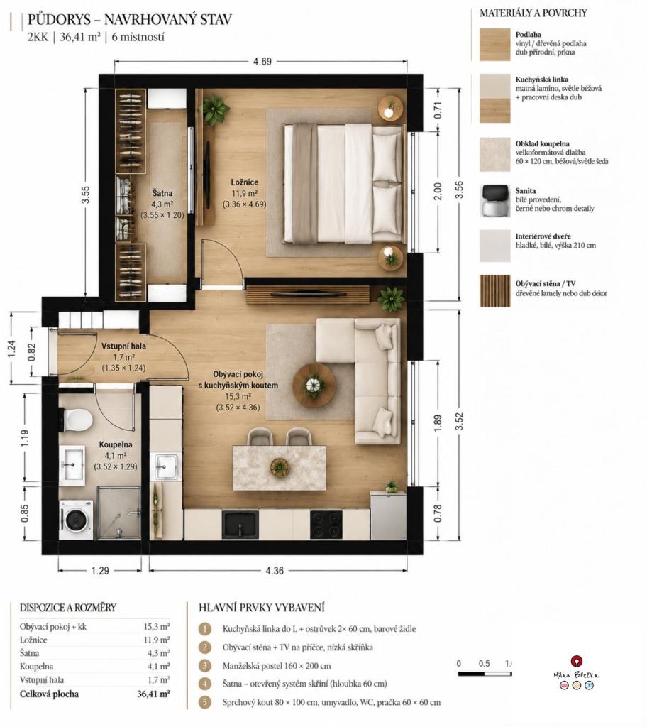 Prodej bytu 2+kk 37 m2, Rakovník – náhled fotky 9