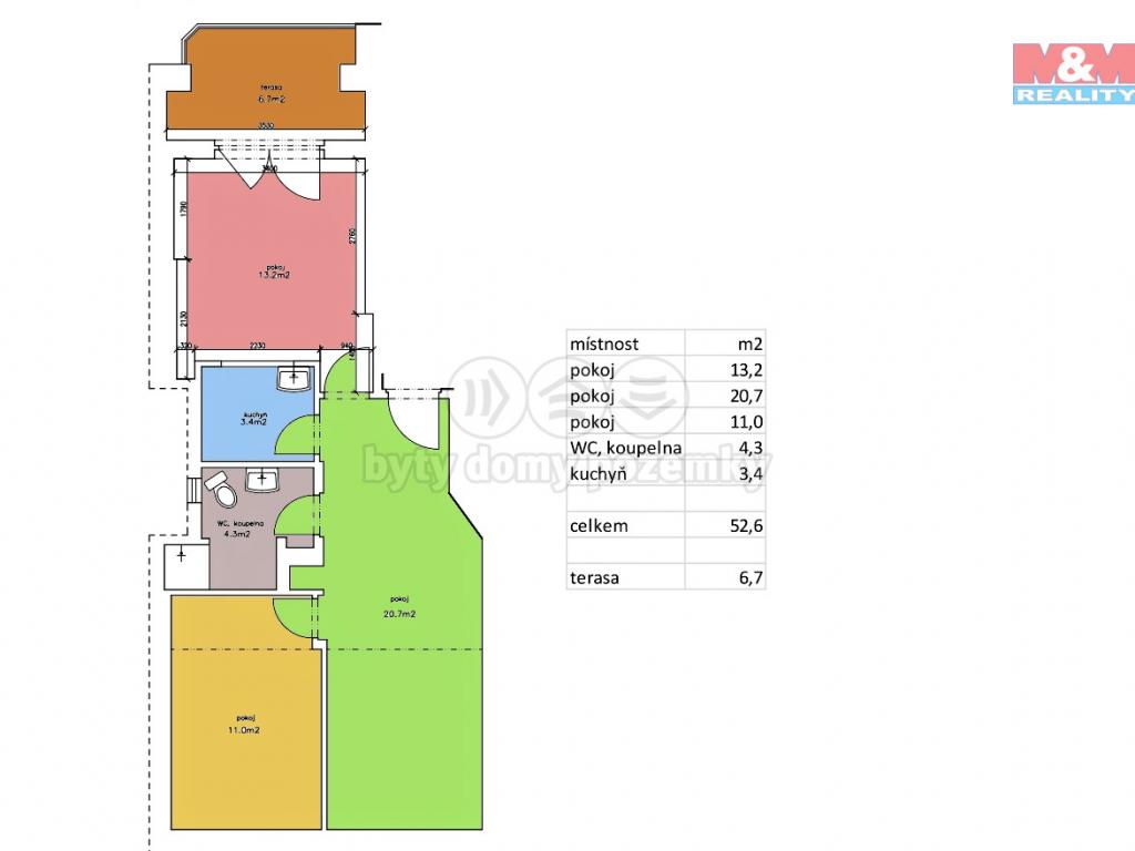 Pronajem bytu 3+kk 53 m2